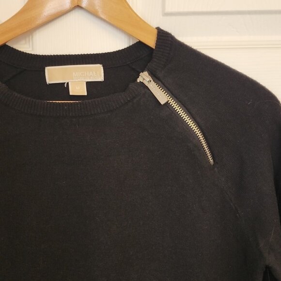 Michael Kors Black Sweater with Silver Zipper Accents. Size M. - Picture 2 of 7